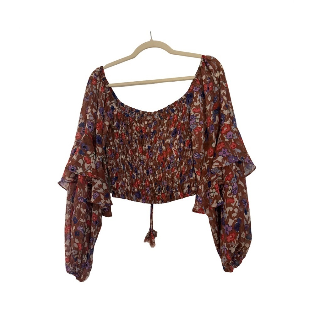 MISA Los Angeles Isla Top in Brown Floral Print Size Small - Picture 2 of 4